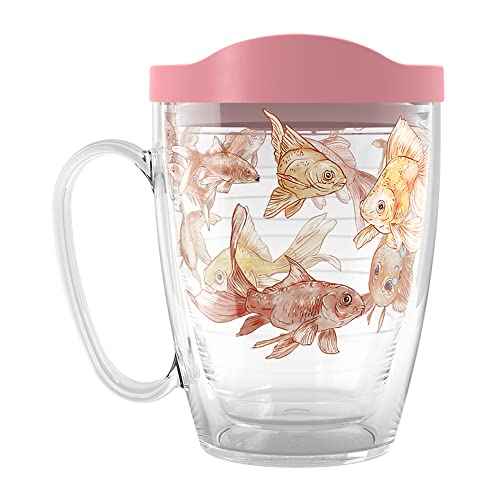 Tervis Here Fishy Fishy Goldfish Made in USA Double Walled Insulated Tumbler Travel Cup Keeps Drinks Cold & Hot, 16oz Mug with Handle, Classic