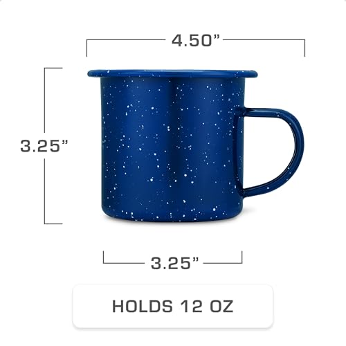 COLETTI Classic Enamel Set Coffee Percolator & Mugs — The Most Nostalgic Camping Coffee Pot, Now Modernized [Blue Enamel, ...