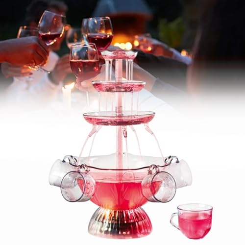 Electric Stainless Steel Champagne Fountain,3-Layer Red Wine/Juice Fountain Machine,Stainless Steel Electric Commercial Re...