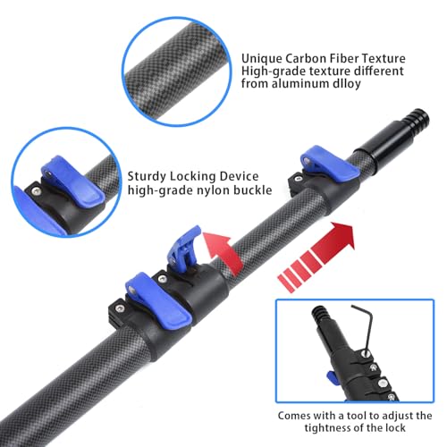 Carbon Fiber Extension Pole 3.5-12FT Telescoping Paint Roller Extendable Pole Lightweight Sturdy Extension Poles with Univ...