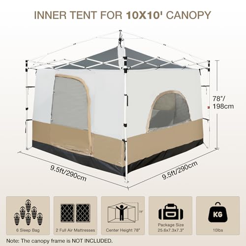 REDCAMP Canopy Camping Tent for Pop Up Canopy Tent, Inner Tent Converts Straight Leg 10'x10' or 10'x20' Canopy into Campin...