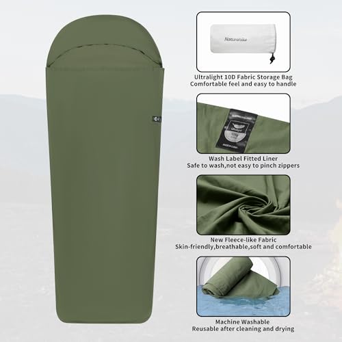 Naturehike 4.5oz Ultralight Washable Sleeping Bag Liner, Lightweight Adult Sleep Sack & Travel Sheets for Backpacking, Hot...
