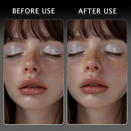 Silver Glitter Freckles Face Tattoo, Makeup Patch - Freckle Makeup, Faux Freckles Waterproof Temporary Tattoos Cute Glitte...