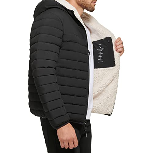 Calvin Klein Men's Lightweight Packable Down Jacket With Fleece Bib and Removable Hood