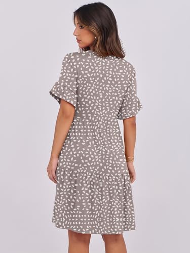 ANRABESS Womens Summer 2026 Trendy Ruffle Short Sleeve V Neck A Line Tiered Flowy Loose Casual Mini Beach Dress with Pockets