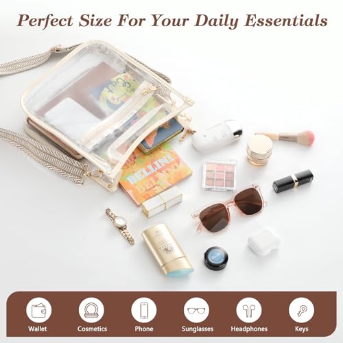 MoKo Clear Tote Bag, Large Capacity Handbags with 2 Pockets, Waterproof PVC Tote Bags for Women, Clear Bag for Stadium Events