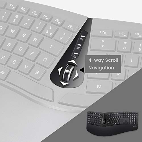 Perixx Periduo-605, Wireless Ergonomic Split Keyboard and Vertical Mouse Combo, Adjustable Palm Rest and Membrane Low Prof...