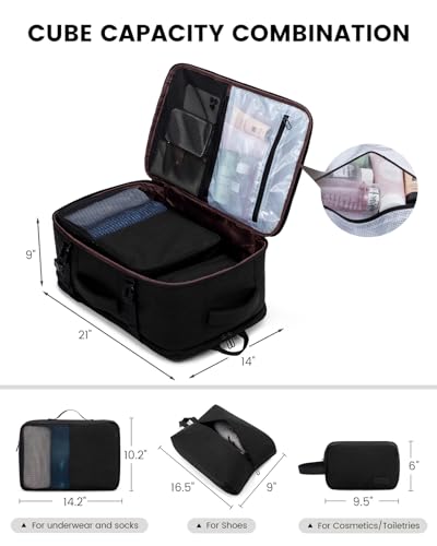 LOVEVOOK Carry on Travel Backpack, Large 40L for Men & Women Flight Approved with USB Charging Port&3 Packing Cubes, Large...