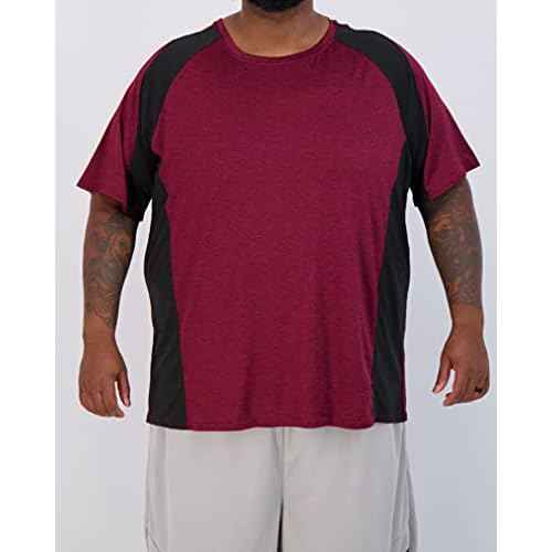 Real Essentials 3 Pack: Men¡¯s Big & Tall Tech Stretch Long-Sleeve & Short-Sleeve Dry-Fit T-Shirt (3XT-5XT)