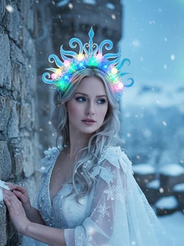 Lorealri Light Up Crown Headband, Glowing Homecoming Rave Festival Party Cosplay LED Accessory for Women