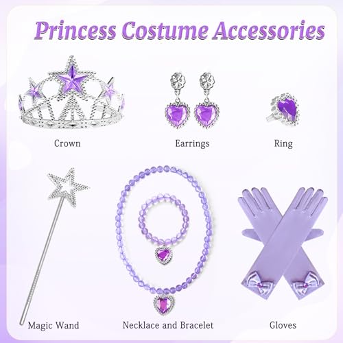 Esvaiy Wicked Glinda Costume Girls Tulle Sequin Dress with Accessories Glinda Dress for Girls Halloween Christmas Cosplay