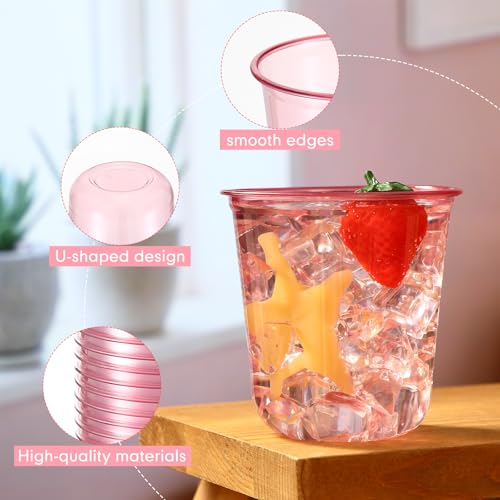 Ziliny 50 Pcs Disposable Stemless Glasses 12oz Crystal Plastic Wine Glasses Clear Classic Pet Cup for Meeting Weddings Bir...