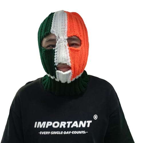 SockFrenzy Crazy Irish Flag Tricolor Balaclava Crochet Hat Music Festival Halloween mask