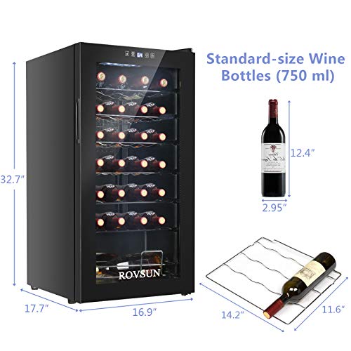 ROVSUN 28 Bottle Wine Fridge, Freestanding Compressor Wine Cooler Refrigerator, Beverage Wine Chiller with Digital Tempera...