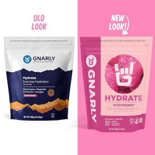 Gnarly Nutrition Hydrate Electrolyte Powder – Raspberry Exercise Hydration Drink Mix – NSF Contents Certified – Electrolyt...