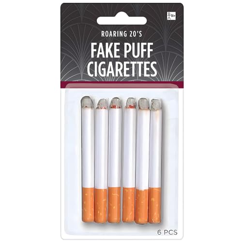 Fake Puff Cigarettes Costume Accessory - 3.25", 6 Count - Durable & Realistic - Ideal For Themed Parties & Theatrical Perf...