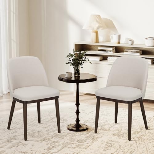 COLAMY Upholstered Dining Chairs Set of 2, Modern Kitchen Chairs with Back, Fabric Side Chair with Wood Legs for Dining Ro...