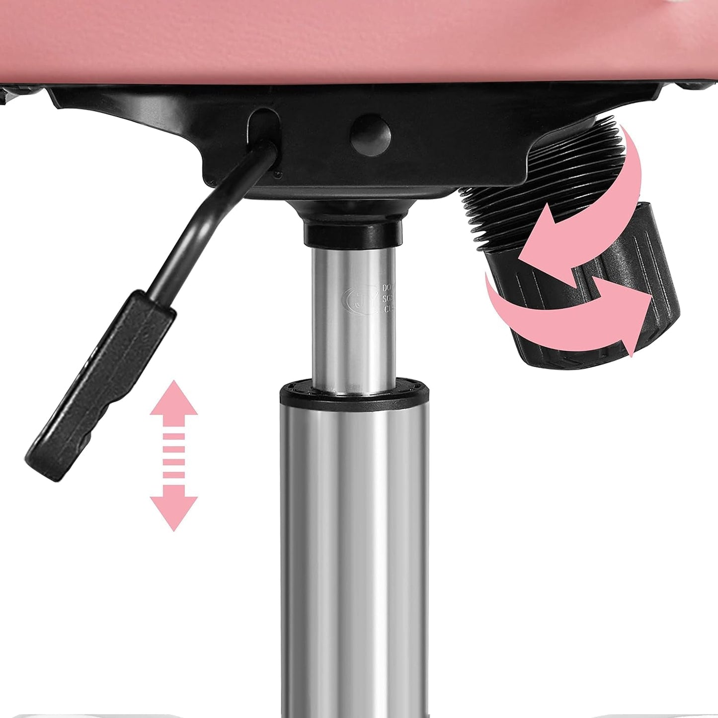 Mid-Back Office Chair with Arms Swivel PU Leather Height Adjustable Office Executive Chair, Pink