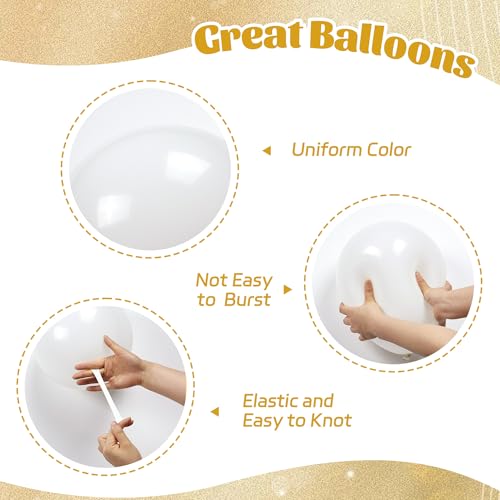 60pcs Gold and White Balloons 12inch, White and Gold Balloons with Metallic Gold Confetti Balloons for Graduation Wedding ...