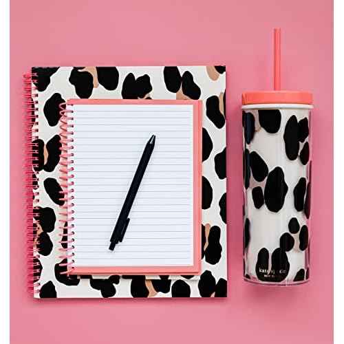 kate spade new york Insulated Tumbler with Reusable Straw, Leopard Print 24 Ounce Acrylic Travel Cup with Lid, Forest Feline