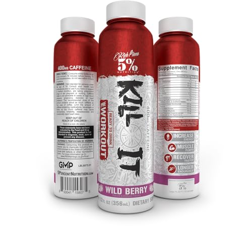 5% Nutrition Kill It Ready-to-Drink High Stim Pre Workout | 400mg Caffeine Energy Drink | Extreme Pump, Endurance, Focus &...