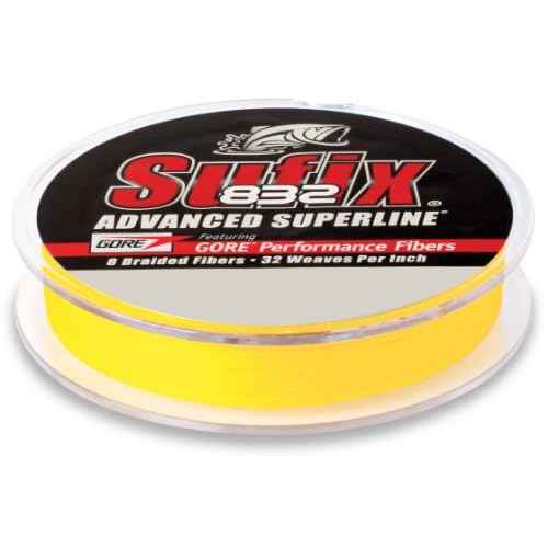 Sufix 832 Advanced Superline Braid, Hi-Vis Yellow, 20-Pound/600-Yard Spool
