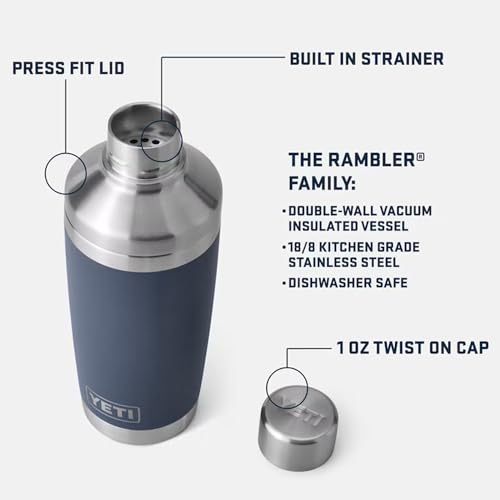 YETI Rambler 20 oz Cocktail Shaker, Stainless Steel, Vacuum Insulated, Big Wave Blue
