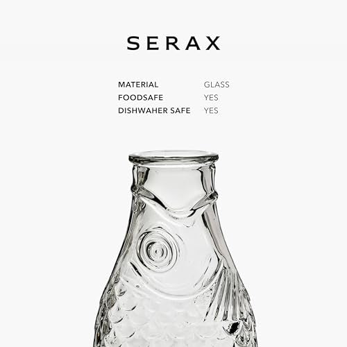 Serax Glass Water Pitcher | Fish & Fish glassware by Paola Navone | Wine Carafe Decanter 28.74 fl oz | Clear Bottle Contai...
