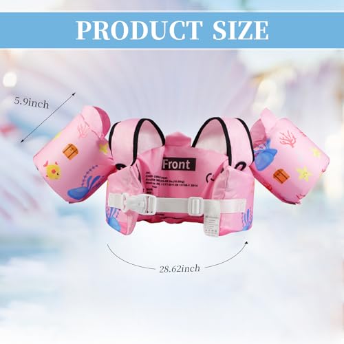 Kids Swim Vest for Children Learn Swimming Training Toddler Floaties with Adjustable Non-Slip Buckle Shoulder Harness Arm ...