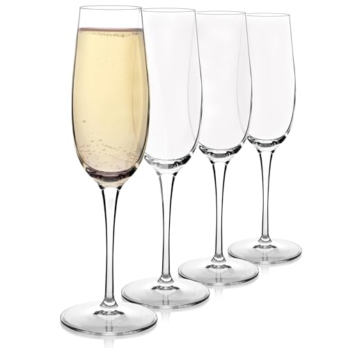 Luigi Bormioli Crescendo Champagne Flute Glasses Set of 4-8.25 Oz Stemware for Celebrations, Toasts & Dining Decor - Glass...