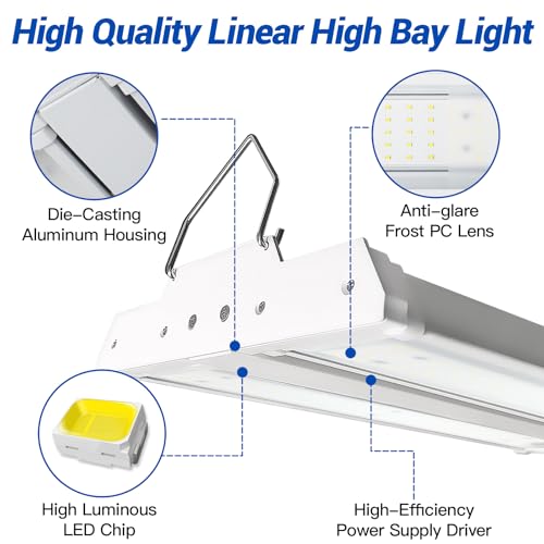 JTT LED Linear Shop Lights 150W, 21000LM 360° Adjustable 1.35FT Led High Bay Lights 5000K Daylight 120-277V, Garage Light ...