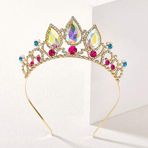 SWEETV Princess Tiaras for Little Girls, Kids Dress-up Crown Headband, Birthday Wedding Halloween Cosplay Hair Accessories