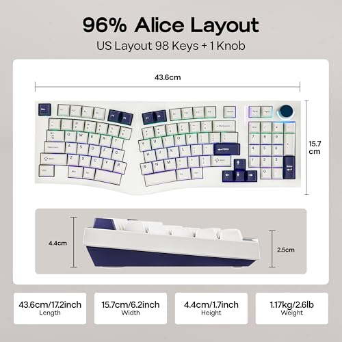 MechLands Feker Alice98 Ergonomic 98 Keys Custom Mechanical Keyboard, VIA Programmable, USB-C Wired Gaming Keyboard, Hot S...