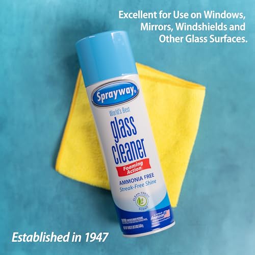 Sprayway Glass Cleaner Foaming Aerosol Spray, 19oz, Pack of 2 | Ammonia-Free, Streakless, Fast-Acting | Cleans & Polishes ...