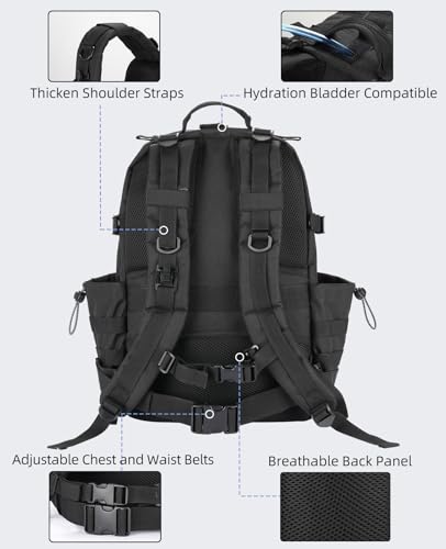 EZshoot 40L Tactical Backpack, Military Backpack for Men Women, Army Molle Rucksack Assault Pack, Heavy Duty Bug Out Bag, ...
