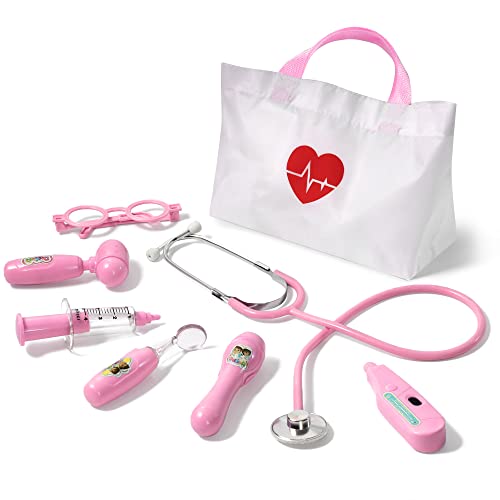 Phobby Kids Doctor Kit, 8 Pieces Toddlers Doctor Playset with Medical Storage Bag & Real Stethoscope, Pretend Play Doctor ...