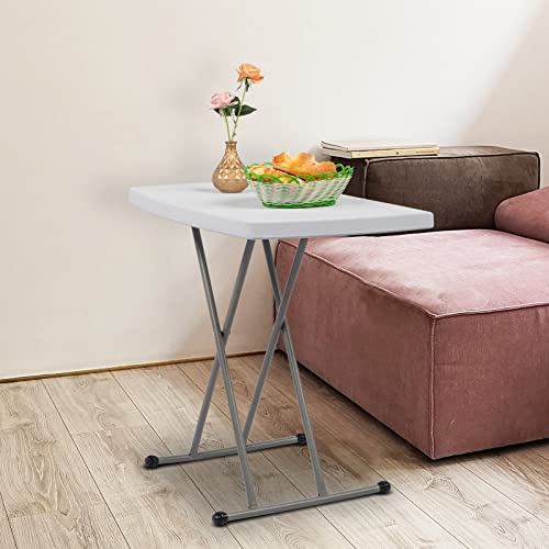 VINGLI Small Adjustable Folding Table, 13.8 in-28 in Height Personal Laptop TV Tray, HDPE Plastic Top with Steel Frame, 30...