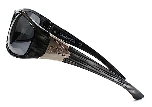 Fishoholic Polarized Fishing Sunglasses with Metal Logo UV400 Fishing Gift with Hard Case and Pouch