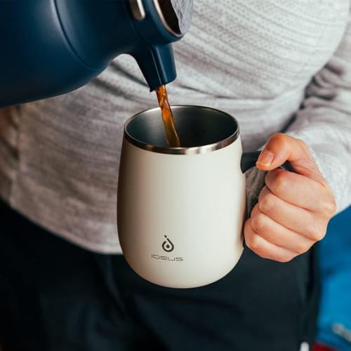 Ideus 16 oz (470 ml) Insulated Coffee Mug with Handle and Lid, Double Wall Stainless Steel Vacuum Thermal Coffee Mug, Trav...