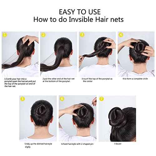 Zonon Bun Hair Nets 50Pcs, Invisible Elastic Edge Mesh, Individual Package, Brown & U Shaped Pins 40Pcs for Ballet Bun, Sleeping, Women and Wig