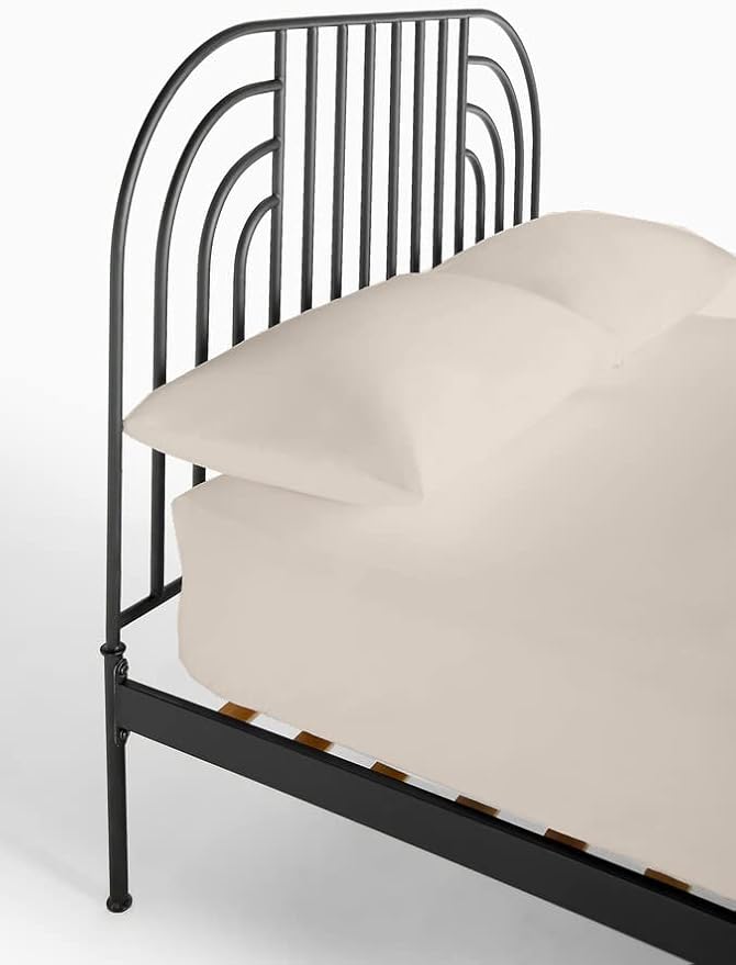 4-PC Cot Sheet Set - 25x75, 100% Cotton Fitted Sheet - Perfect for Narrow Twin/RV Bunk/Camping Cot/Guest Bed Replacement, Fits Upto 4-8" Deep Mattress - Beige Solid
