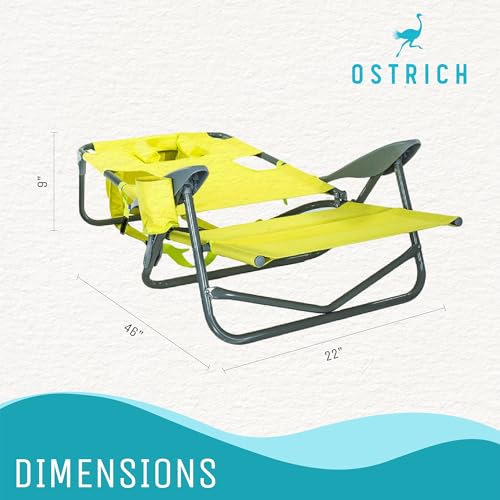 Ostrich On Your Back Backpack Beach Chair with Face Hole - Adjustable, Portable Lounge Chair with Cup Holder, Face Opening...