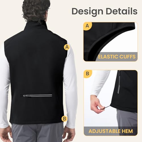 LZACTOIN-X Men's Lightweight Golf Vest Windproof Softshell Vests Outerwear Multi-Pockets Zip Up Sleeveless Jacket