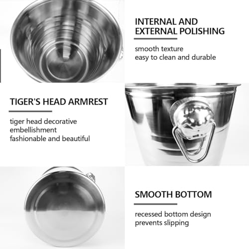 5L Stainless Steel Ice Buckets Insulated Ice Bucket for Parties Drink Cocktail Wine Champagne Bucket Cooler for Home Resta...