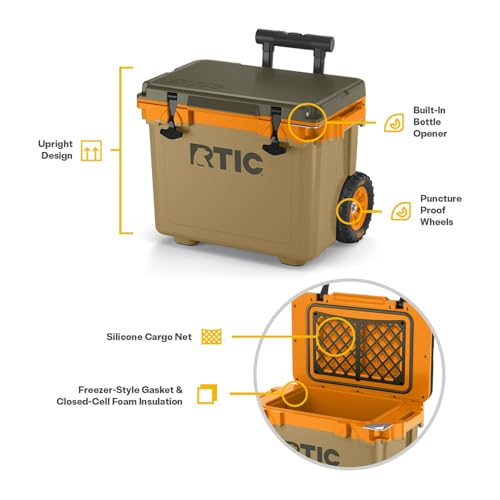 RTIC 22 QT Ultra-Light Wheeled Cooler with Handle, Hard Insulated Portable Ice Chest Box for Beach, Drink, Beverage, Campi...
