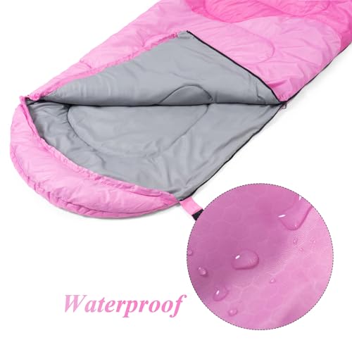 Sleeping Bag - 3 Seasons for Adults Kids Boys Girls Camping Hiking - Warm Cold Weather Lightweight Portable with Compressi...