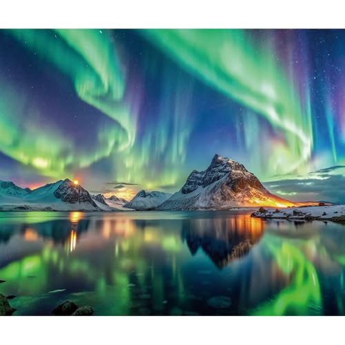 10x8ft Northern Lights Backdrop, Aurora Snow Mountain and Lake Background for Children & Adults Party Decorations Vacation...