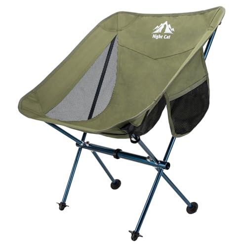 Night Cat Backpacking Chair Ultralight: Camping Chairs Foldable Portable Compact Supports 330 LBS Green