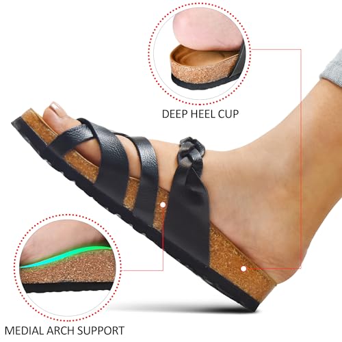 AEROTHOTIC Cute Slides for Women with Arch Support Comfy Adjustable Buckle Split Toe Straps with Cushioned Memory Foam Cor...