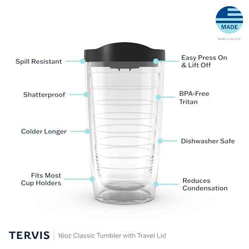 Tervis Margaritaville - Peace Love Salt Made in USA Double Walled Insulated Tumbler Travel Cup Keeps Drinks Cold & Hot, 16oz, Clear